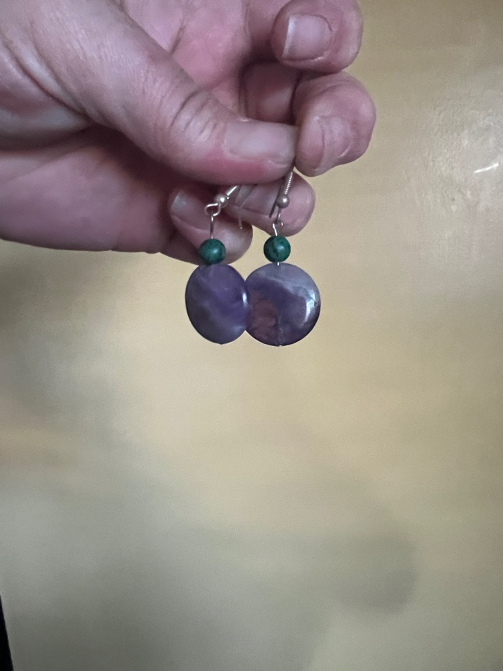 Handmade Purple & Green Drop Earrings - Women Jewelry